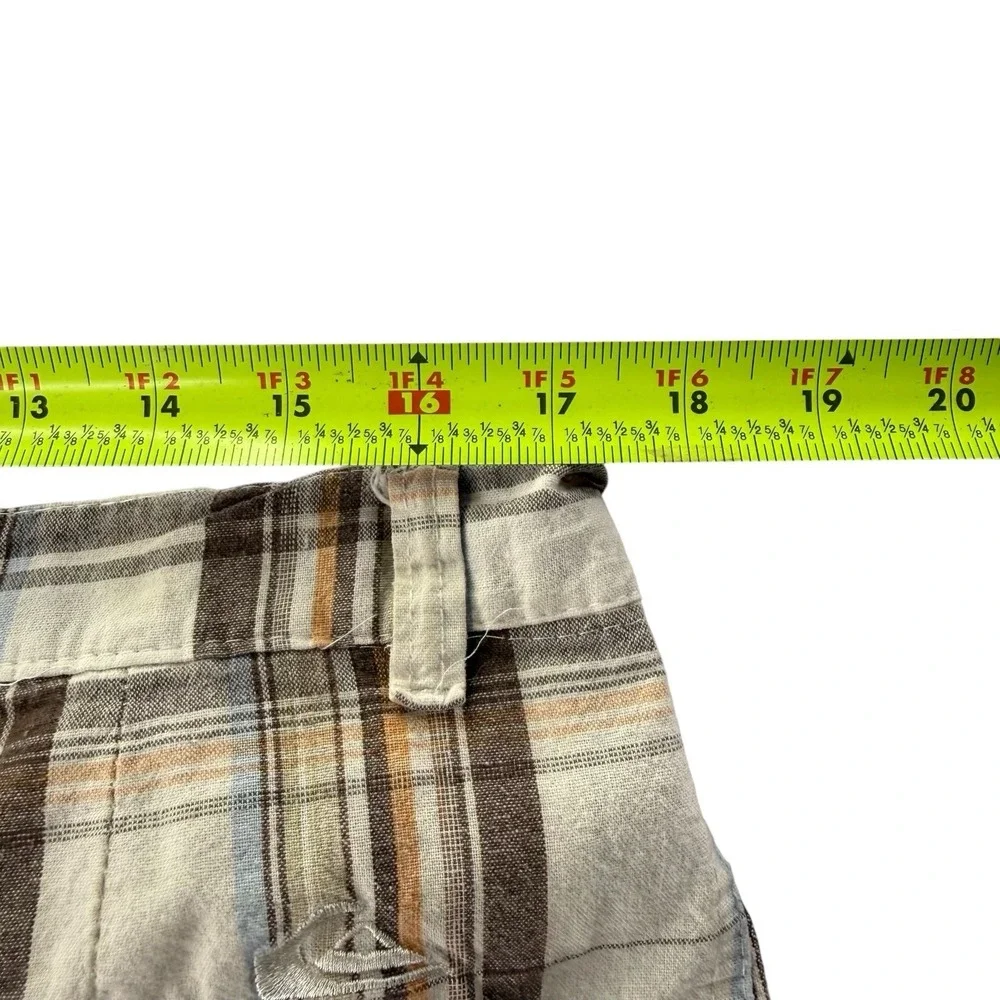Quiksilver Plaid Cargo Shorts Men's Size 34 Brown Beige Orange Skate Y2K